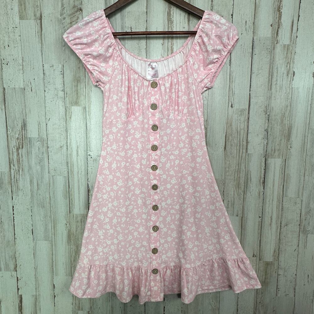 NOBO Floral Babydoll Mini Dress XS Soft Pink Floral Going Out Festival Y2K EUC